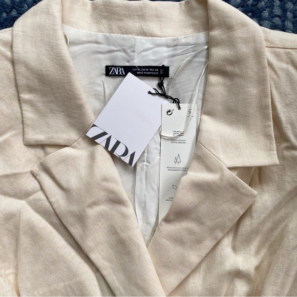 π ZARA CREAM LINEN BLEND BLAZER DRESS! - Picture 11 of 16